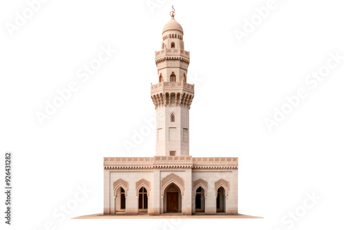 minaret of mosque isolated on transparent background, png file