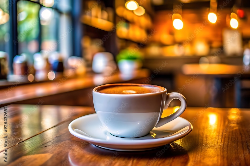 Cup of Coffee on Wooden Table. Cup of Coffee on Wooden Table.