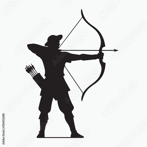 A striking vector illustration of a archer perched majestically, its intricate plumage rendered in elegant black and white