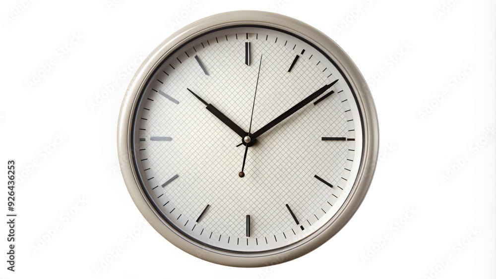 A classic round analog clock with white face and black hour marks, isolated on a transparent background, symbolizing time and precision. A classic round analog clock with white face and black hour marks, isolated on a transparent background, symbolizing time and precision.