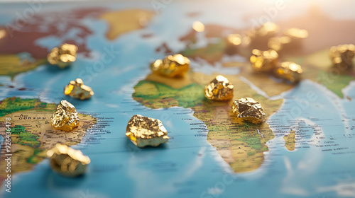 Global gold holdings by countries concept, international reserves, gold demand and storage, discovery in gold.