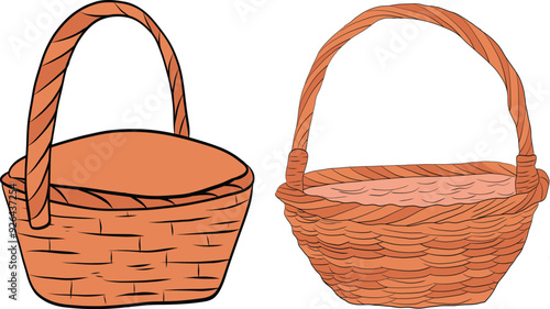 Woven wicker basket. Art and Illustration
