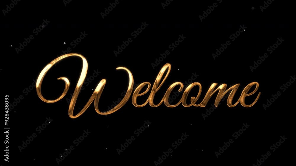 welcome animation text with gold color and elegant or luxury animation. welcome animation or animation welcome text suitable for overlay video project or opening video