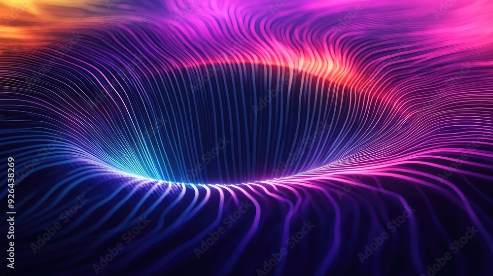 Striking neon techno sinkhole with vibrant line-striped patterns. Perfect for modern art backgrounds, advertisement posters, web banners, and creative product package designs. Striking neon techno sinkhole with vibrant line-striped patterns. Perfect for modern art backgrounds, advertisement posters, web banners, and creative product package designs.
