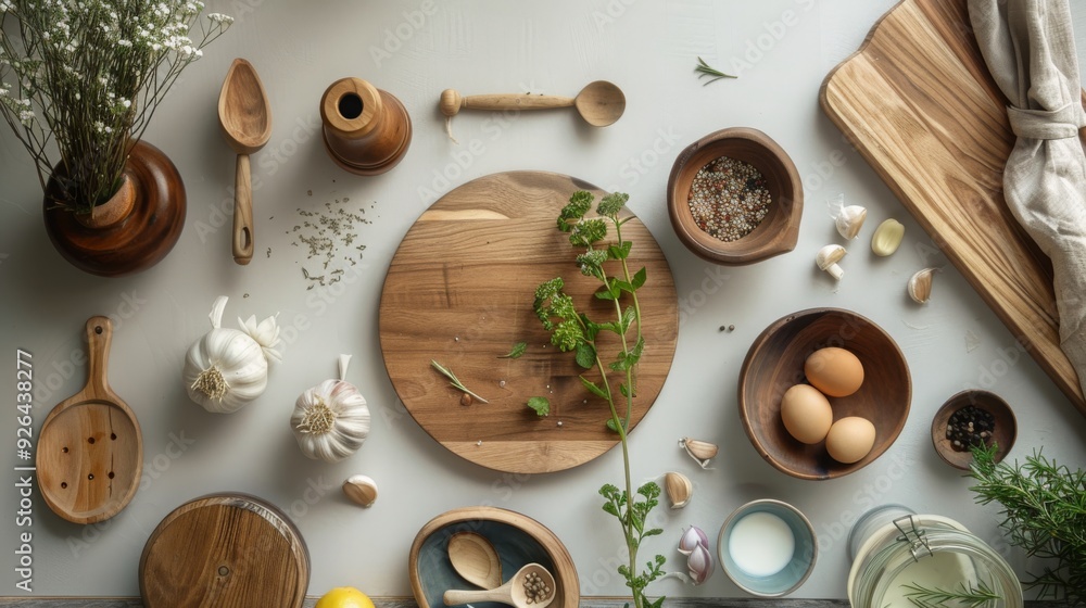 Wooden Kitchen Utensils and Ingredients Wooden Kitchen Utensils and Ingredients