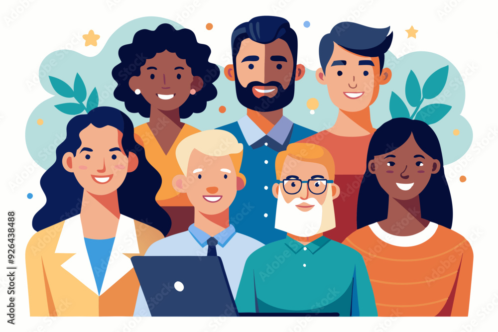 Portrait of a development or creative team. Company employees, teamwork, Multicultural group of smiling men and women
Portrait of a development or creative team. Company employees, teamwork, Multicultural group of smiling men and women