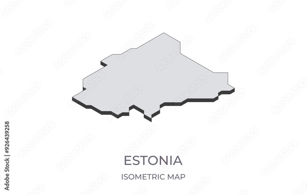 Map of the Estonia in simple isometric form. Illustration of isometric map of the country. Map of the Estonia in simple isometric form. Illustration of isometric map of the country.