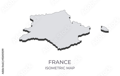 Map of the France in simple isometric form. Illustration of isometric map of the country.