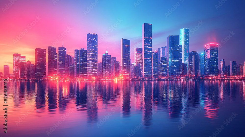 Obraz premium glass buildings Looking Up modern high-rise office buildings