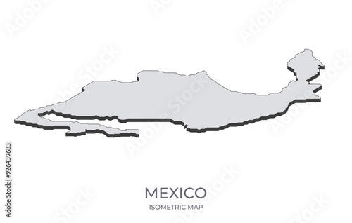 Map of the Mexico in simple isometric form. Illustration of isometric map of the country.