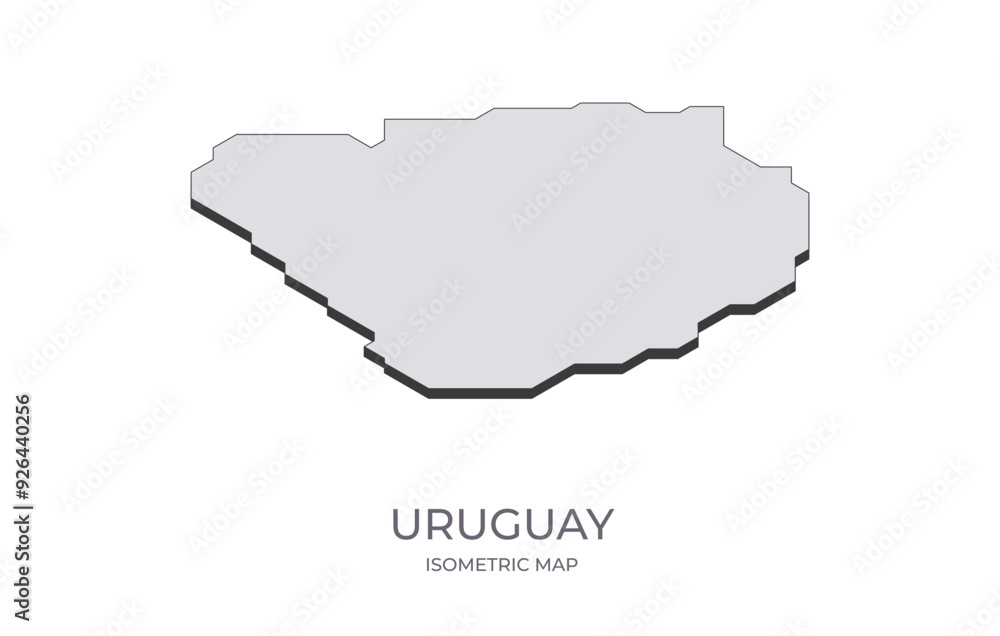 Map of the Uruguay in simple isometric form. Illustration of isometric map of the country. Map of the Uruguay in simple isometric form. Illustration of isometric map of the country.