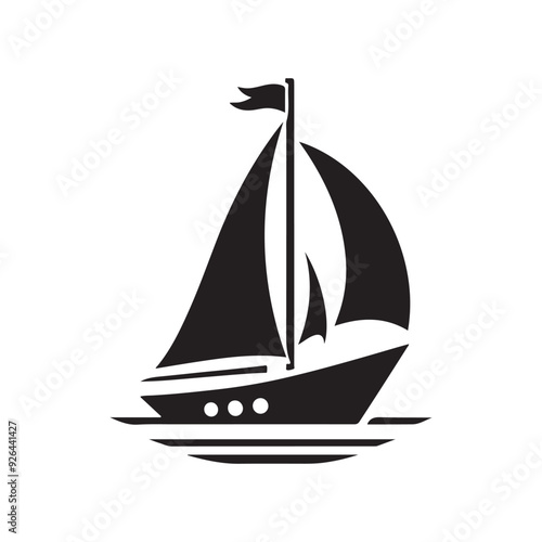 Sail boat logo vector icon, sign and symbol of sail boat, sail boat silhouette template, simple and clean 