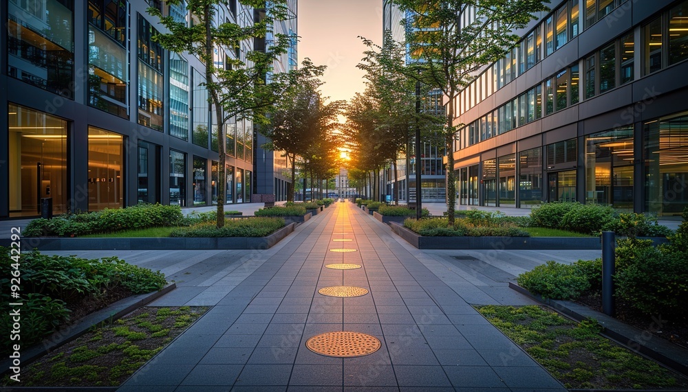 Fototapeta premium Alley with modern office buildings