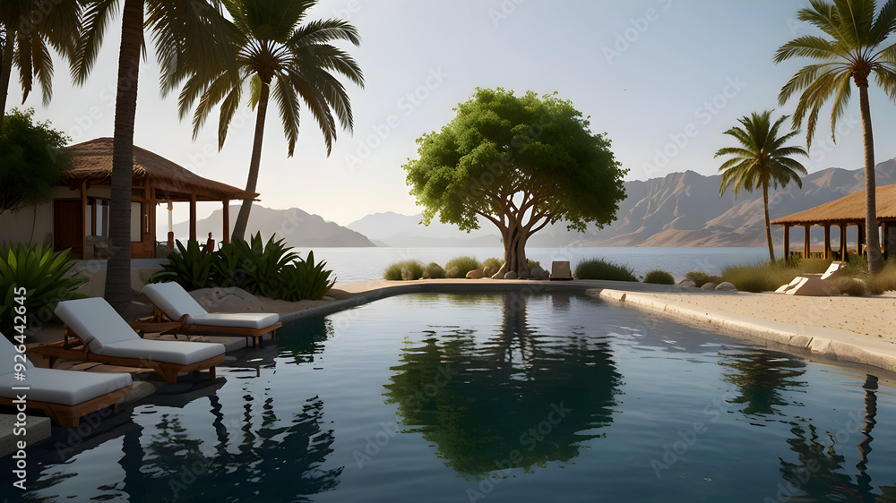 Fototapeta premium trees at the pool