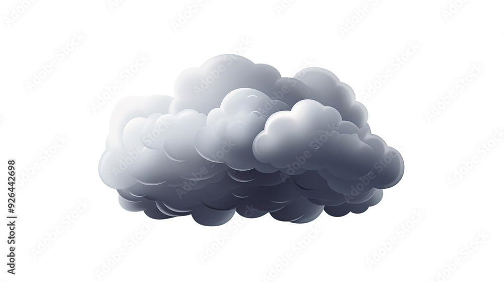 One cartoon dark cloud on a white background. Telephoto lens photography Realistic daylight One cartoon dark cloud on a white background. Telephoto lens photography Realistic daylight