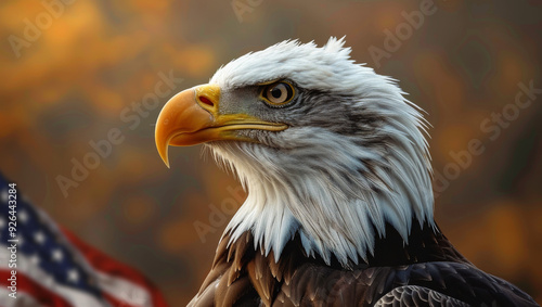 Eagle with USA Flag in the background 