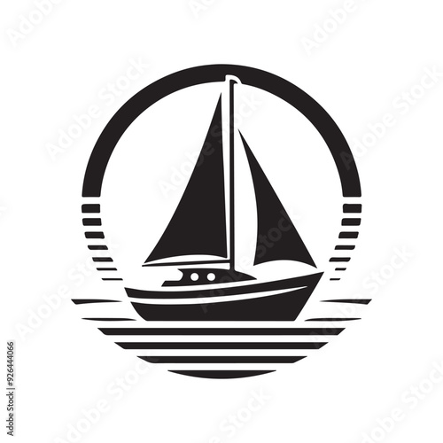 Sail boat logo vector icon, sign and symbol of sail boat, sail boat silhouette template, simple and clean 