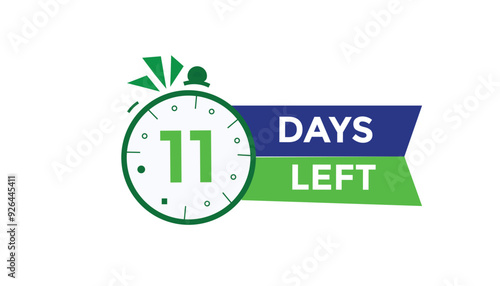 11 days left Countdown number banner templates. time icon. Vector Illustration 
