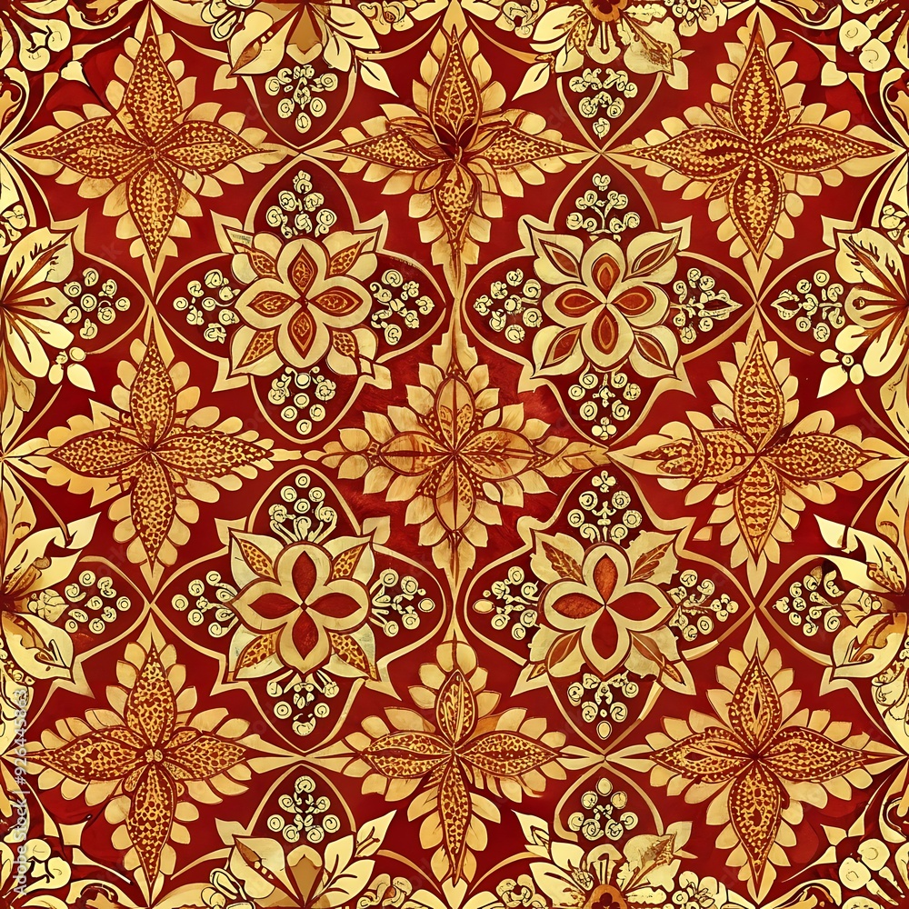 Red and Gold Floral Pattern. Red and Gold Floral Pattern.