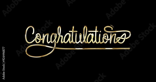 Luxurious 'Congratulations' Animated Text in Gold, Silver, and White with Alpha Channel. Great for Celebratory Videos, and Elegant Event Promotions. Add a Touch of Class to Your Projects