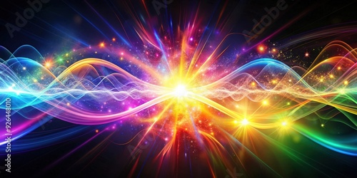 Vibrant abstract representation of energy with dynamic waves of light and color pulsating through space, energy, abstract, vibrant