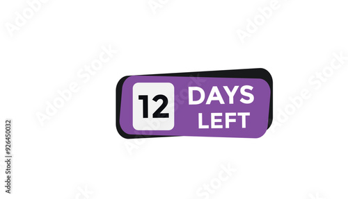 12 days left Countdown number banner templates. time icon. Vector Illustration 