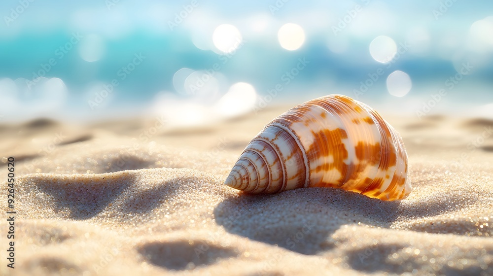 Seashell on golden sand, bright sunlight, high contrast, crisp details, rippled sand texture, vibrant colors, macro photography, beach scene, natural patterns, summer mood, clear blue sky. Seashell on golden sand, bright sunlight, high contrast, crisp details, rippled sand texture, vibrant colors, macro photography, beach scene, natural patterns, summer mood, clear blue sky.