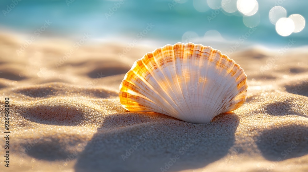 Seashell on golden sand, bright sunlight, high contrast, crisp details, rippled sand texture, vibrant colors, macro photography, beach scene, natural patterns, summer mood, clear blue sky. Seashell on golden sand, bright sunlight, high contrast, crisp details, rippled sand texture, vibrant colors, macro photography, beach scene, natural patterns, summer mood, clear blue sky.