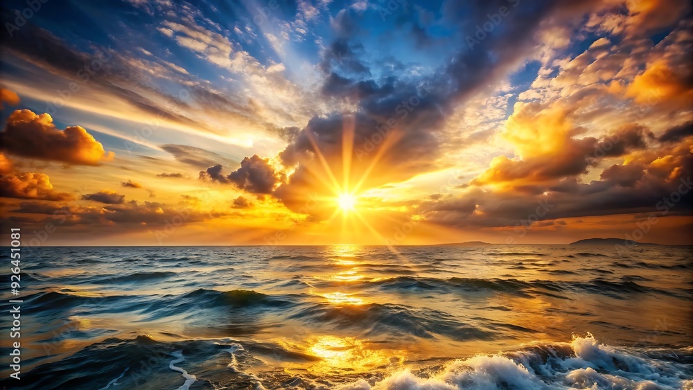 Fototapeta premium Golden Sunset Over the Ocean.