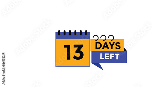 13 days left Countdown number banner templates. time icon. Vector Illustration 