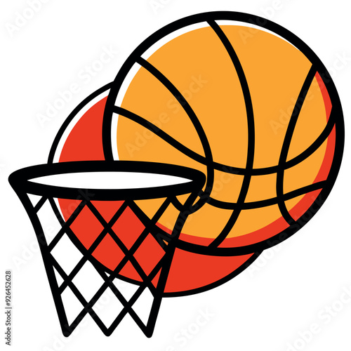 Dynamic Basketball and Net Vector Design Illustration