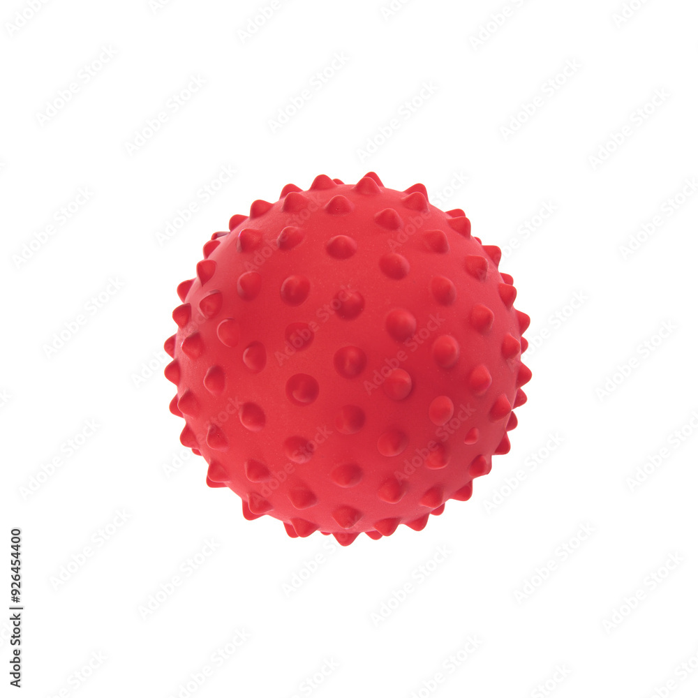 Rubber red ball with pimples isolated on white background. Rubber red ball with pimples isolated on white background.