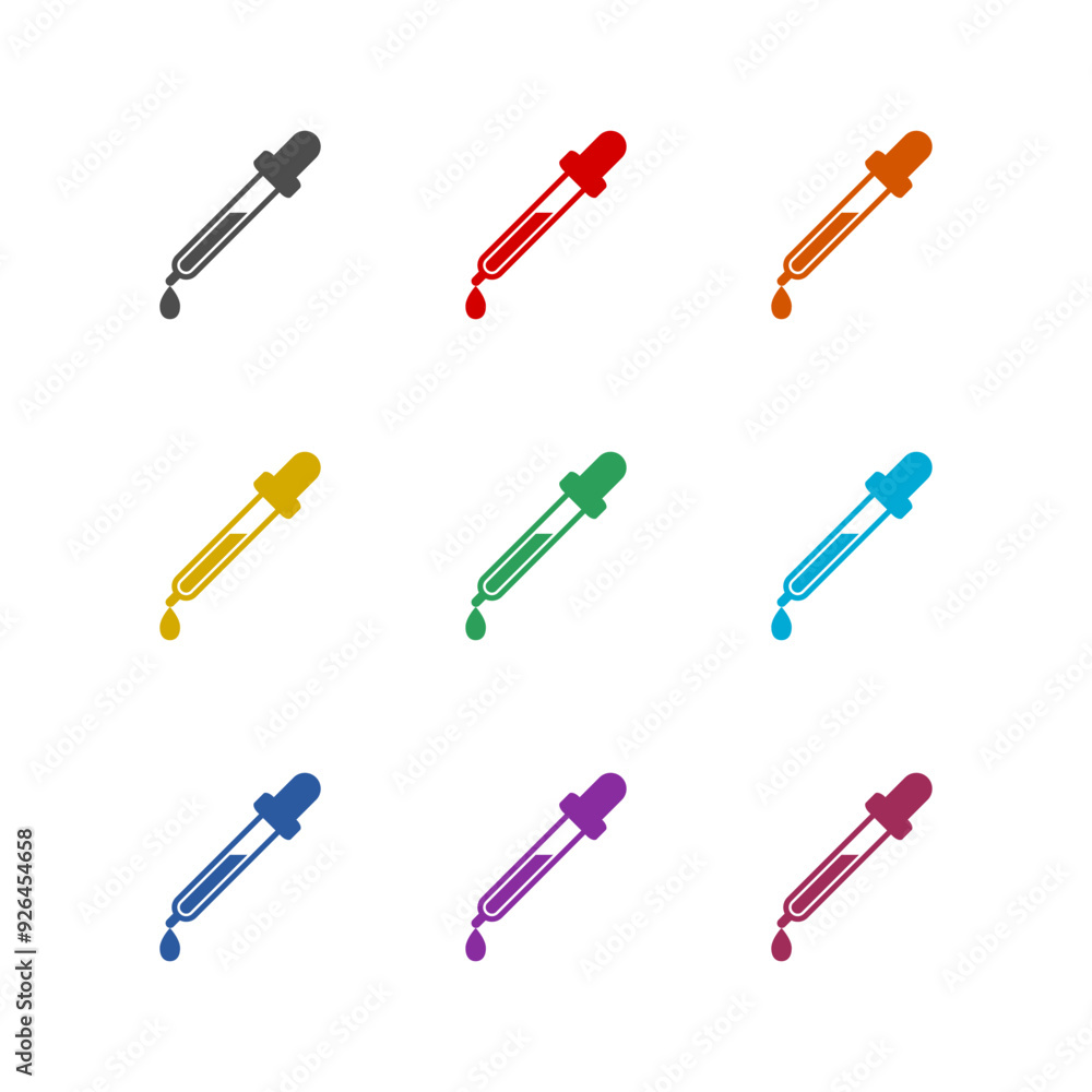 Dropper icon isolated on white background. Set icons colorful Dropper icon isolated on white background. Set icons colorful