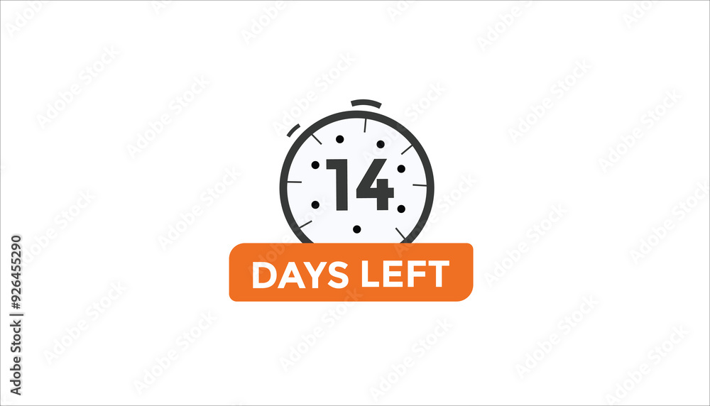 14 days left Countdown number banner templates. time icon. Vector Illustration 14 days left Countdown number banner templates. time icon. Vector Illustration