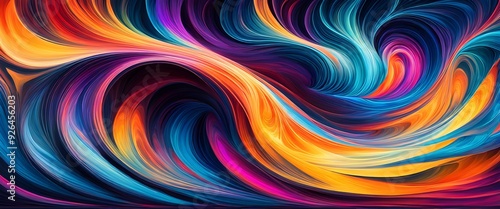 Dynamic Swirling Abstract Art with Vibrant Colors text space