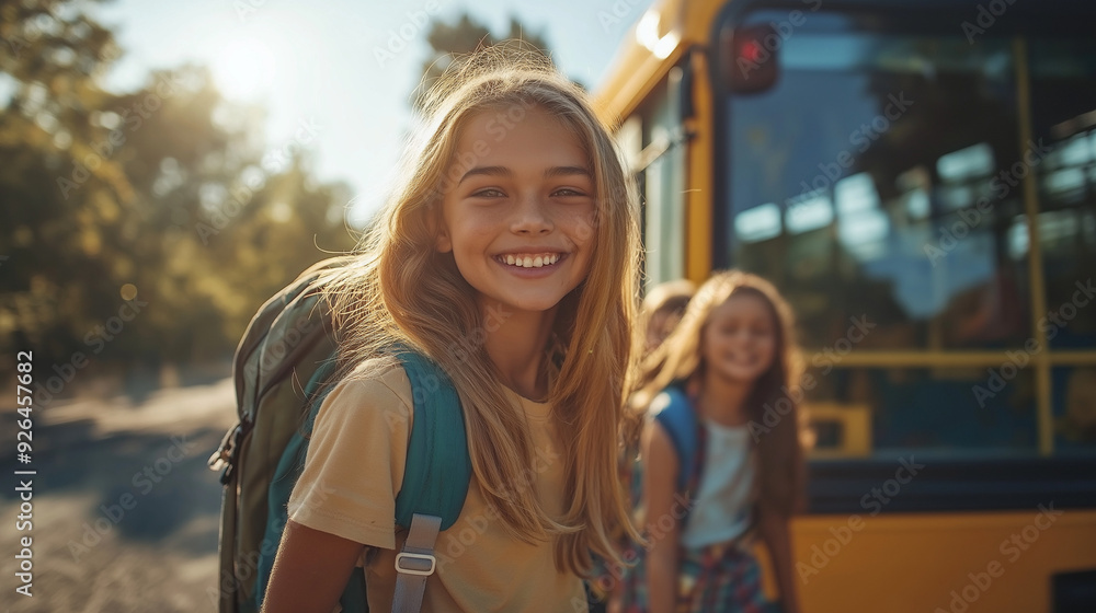 young students ready to get on the school bus young students ready to get on the school bus