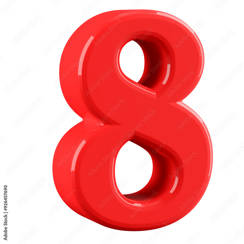 Red 3D Number 8 Red 3D Number 8
