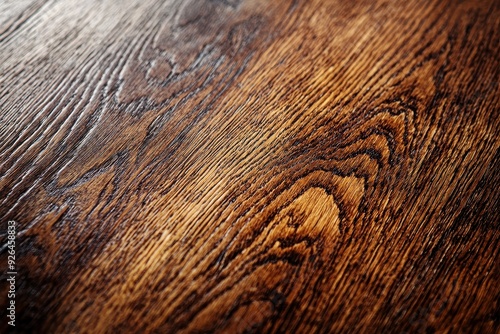 Rich Oak Kitchen Countertop with Dark Brown and Light Wood Grain Pattern - Close-Up Texture and Color Variations