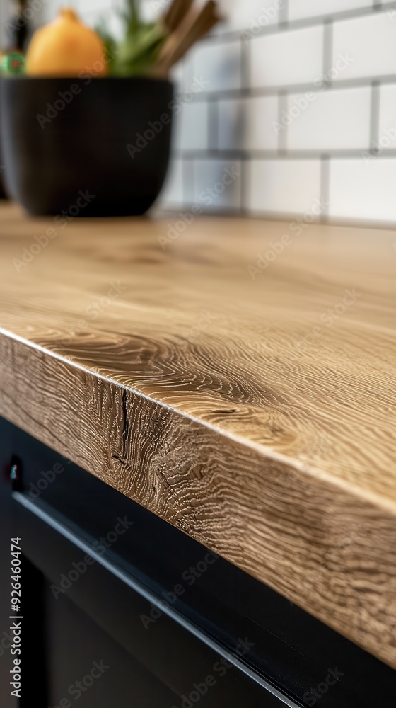 Detailed Macro Shot of Oak Wood Grain on Kitchen Countertop with Black-Stained Borders on White Background Detailed Macro Shot of Oak Wood Grain on Kitchen Countertop with Black-Stained Borders on White Background