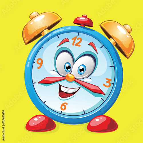 Cartoon character Alarm clock, vector clock