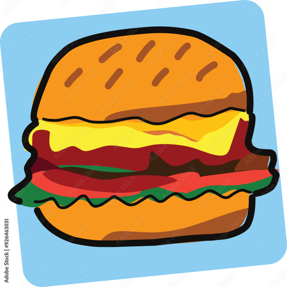 burger vector illustration in a simple and attractive style burger vector illustration in a simple and attractive style