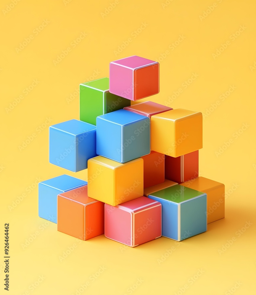 Fototapeta premium Colorful Cubes Abstract Minimalist Background