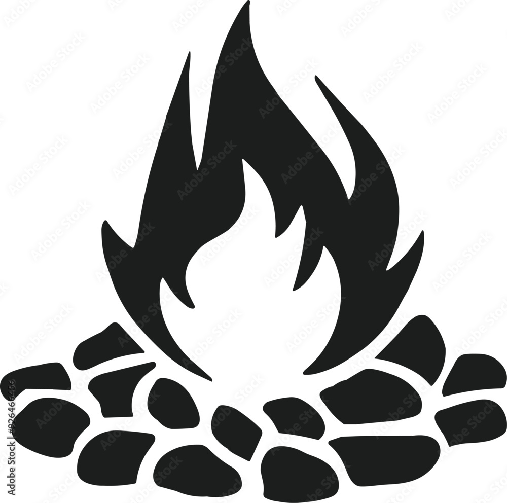 A Campfire Silhouette Vector A Campfire Silhouette Vector