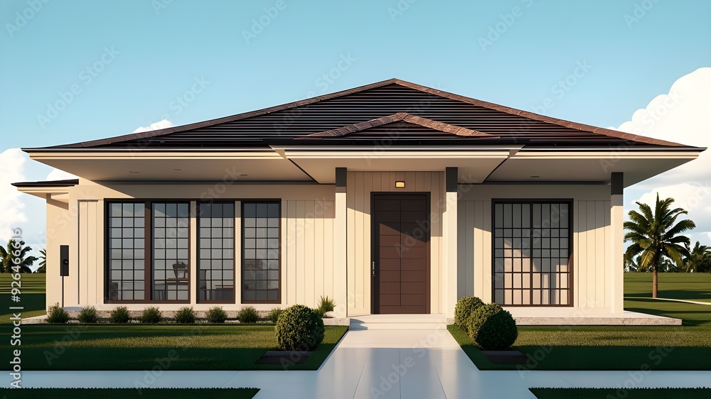 Fototapeta premium 3d beautiful residential house render