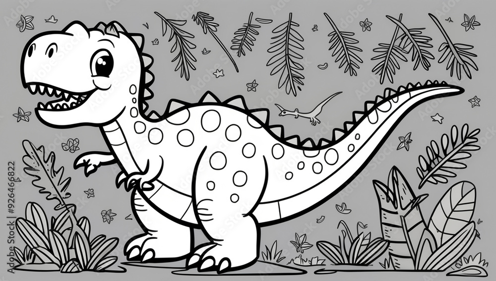 Fototapeta premium Coloring page, cute dinosaur