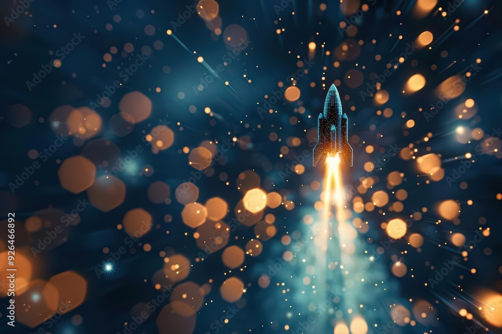 Obraz premium Executives embark on a celestial journey in a rocket where supernatural forces and hightech systems combine to accelerate their business growth beyond the ordinary