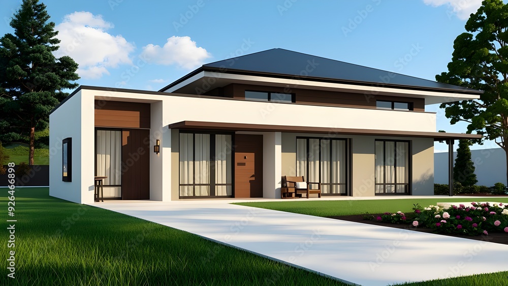 3d beautiful residential house render 3d beautiful residential house render