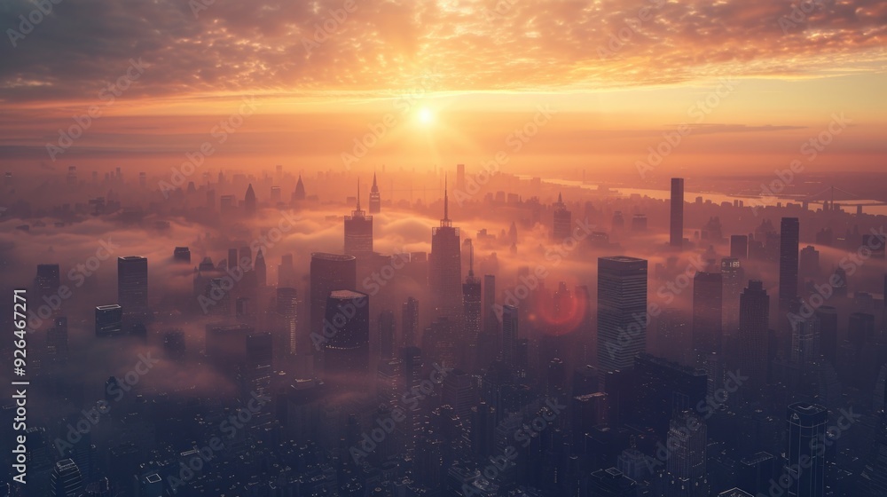 Dawn over the megapolis. Urban cityscape. AI generative.. Dawn over the megapolis. Urban cityscape. AI generative..