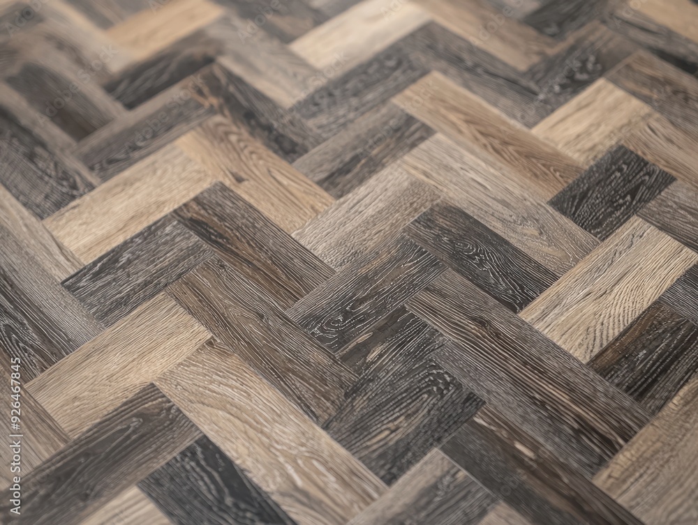Elegance in Contrast: High-Resolution Close-Up of Herringbone Wood Flooring in Dark Grey and Light Brown Tones Elegance in Contrast: High-Resolution Close-Up of Herringbone Wood Flooring in Dark Grey and Light Brown Tones