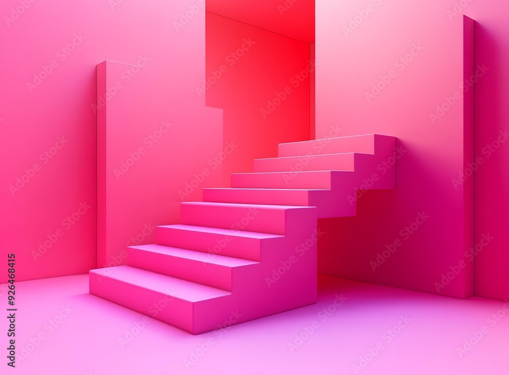 Pink Stairs and Walls Abstract Minimalist Background Pink Stairs and Walls Abstract Minimalist Background